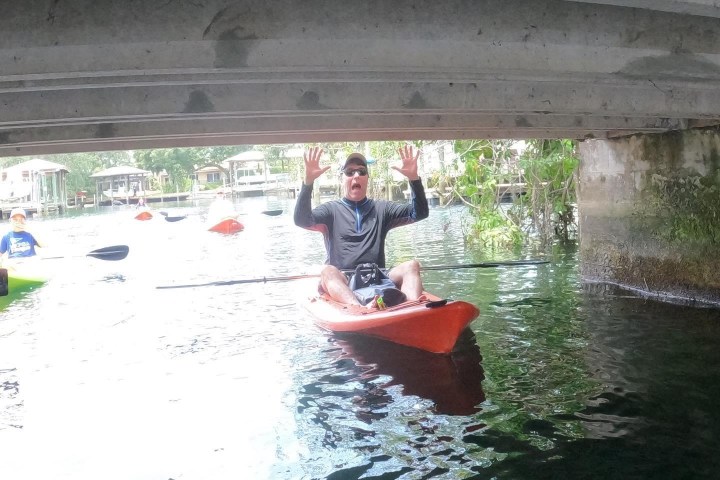 Kayaking with Paddles Outdoor Rentals on a guided ecotour of Three Sisters Springs in Crystal River, Florida.