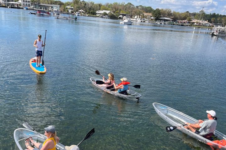 Tour guide on clear kayaking tours of Crystal River, Florida