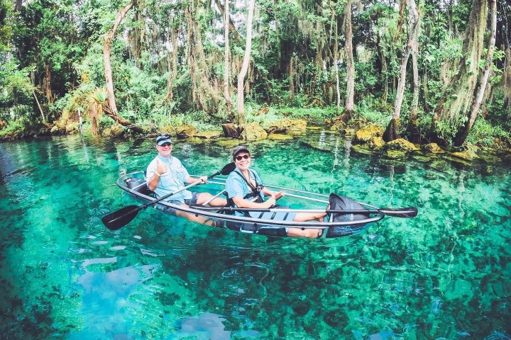 Three Sisters Springs clear kayak tour in Crystal River, Florida