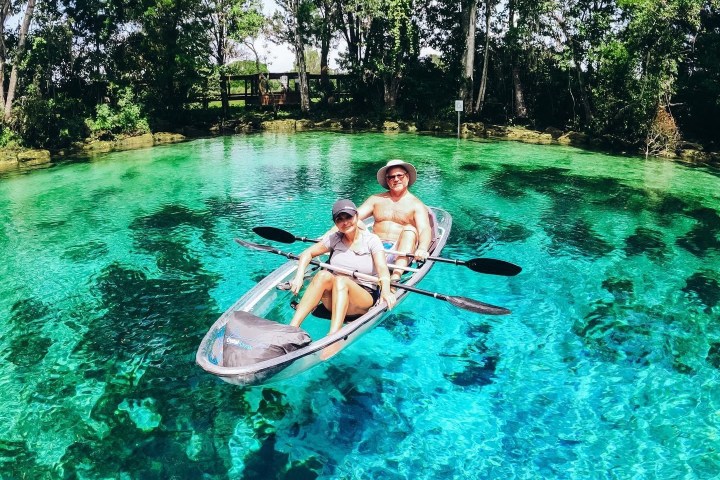 Kayaking inside Three Sisters Springs