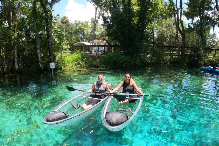 Clear kayak tour inside Three Sisters Springs