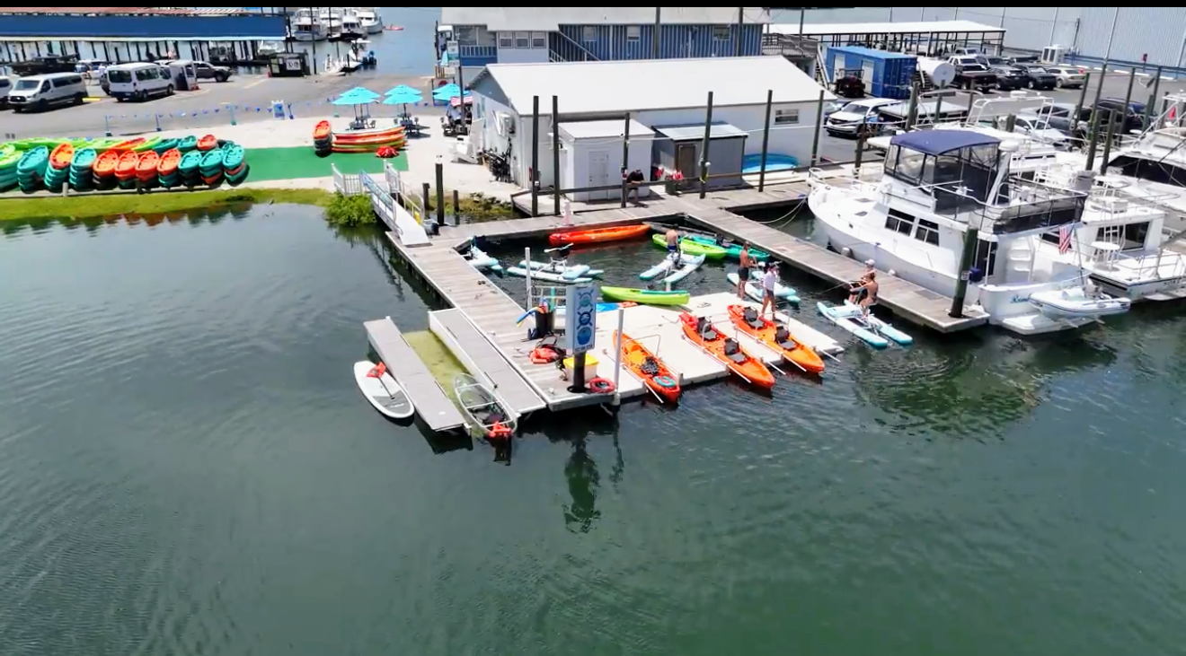 kayak and paddleboard launch for rentals at Paddles Outdoor Rentals